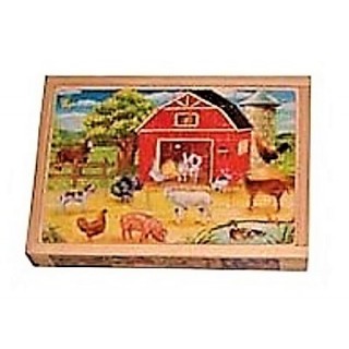 Legpuzzel dierenwereld 4x in houten kistje